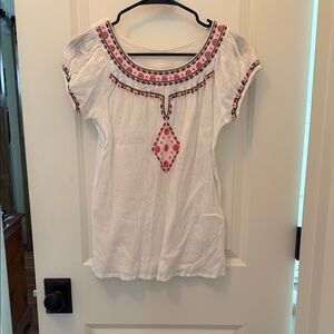❤️ 6 for 20 ❤️ Cherokee Cream Embellished Cap Sleeve Blouse XL girls